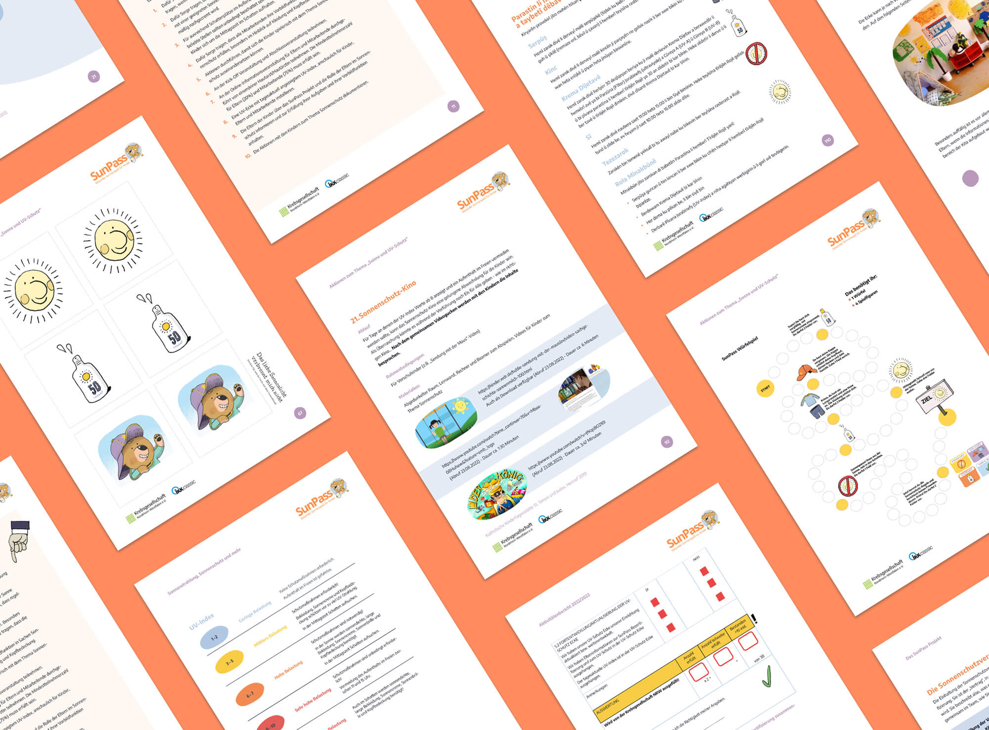 Viele Seiten aus dem Sunpass Leitfaden in einer Übersicht